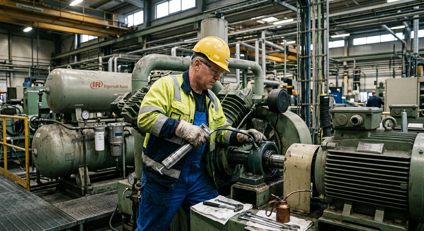 Technician servicing industrial equipment